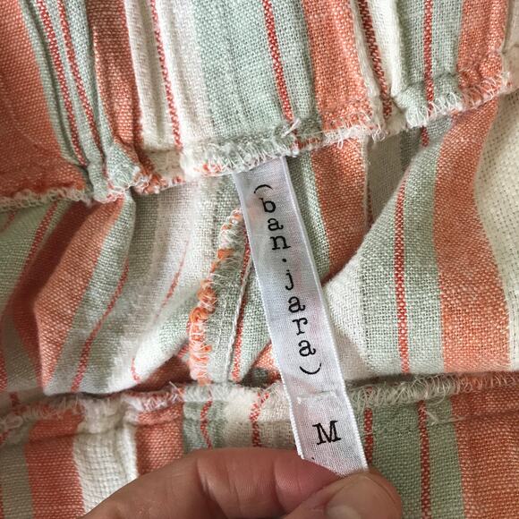 Banjara Shorts Medium Coral Cream Linen Pockets Pull On Resort Cruise Beach - Picture 6 of 10